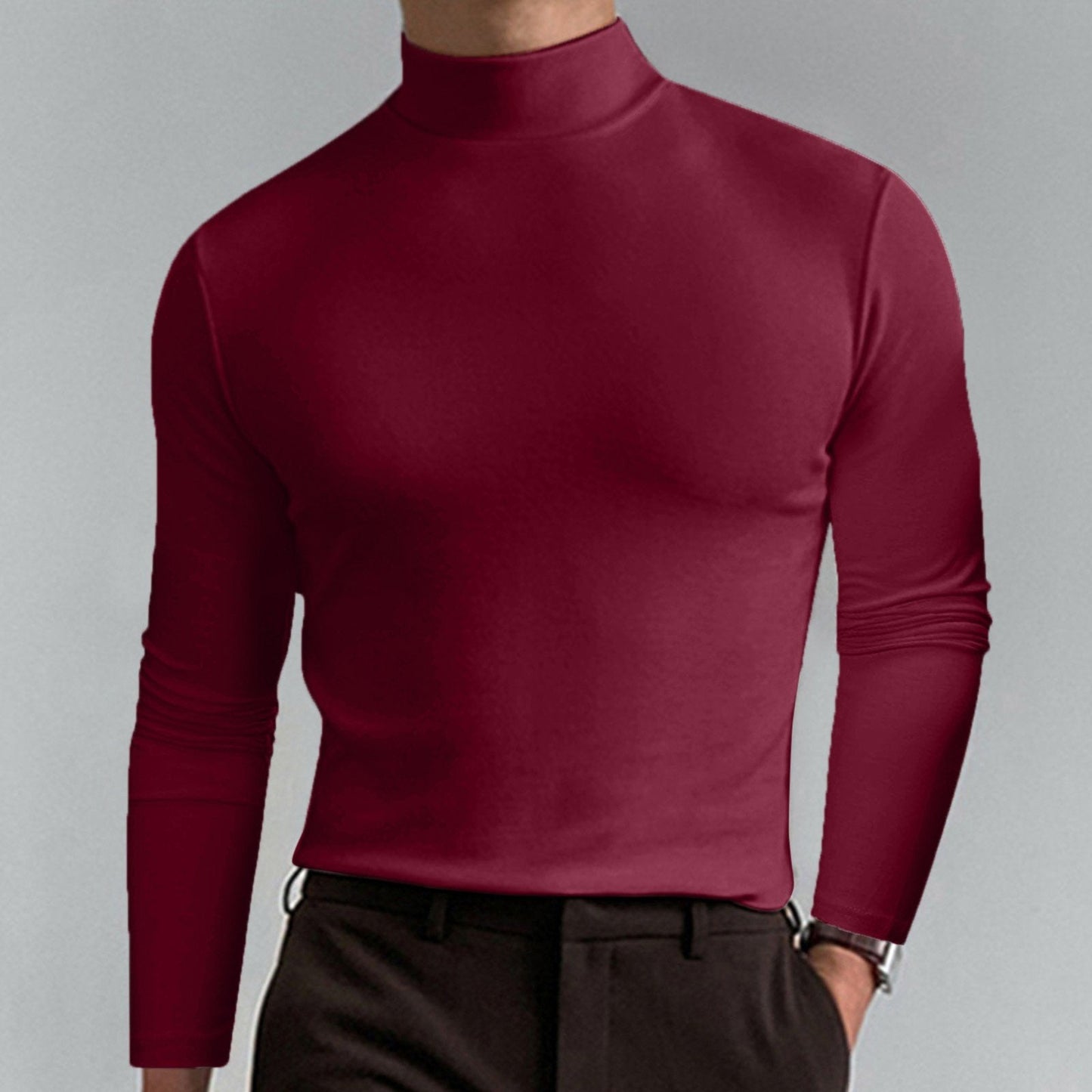 💝Mens High Neck Slim Fit Long Sleeve T-shirt