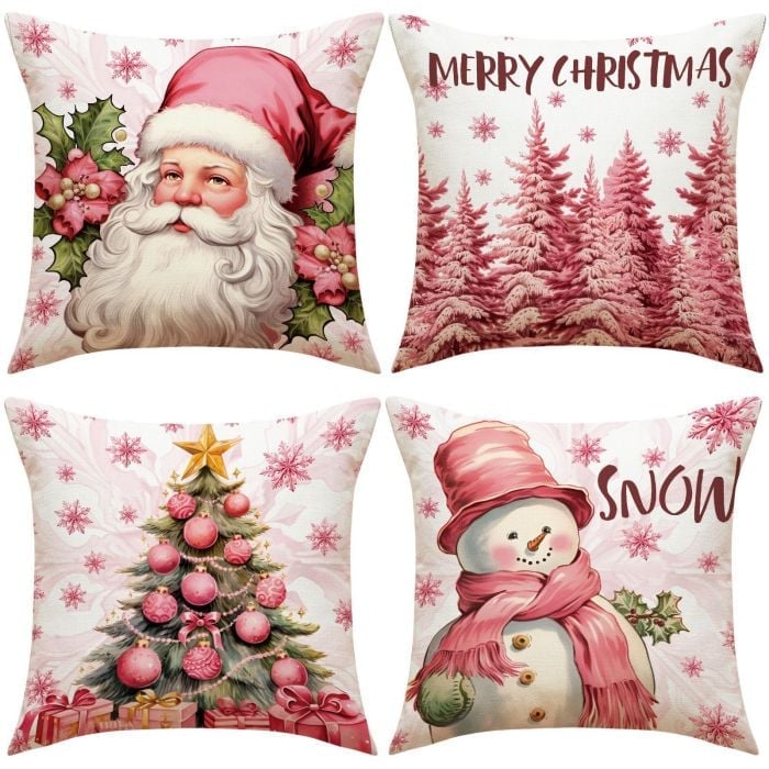 New Pink Christmas Pillow Covers-New Christmas Home Products