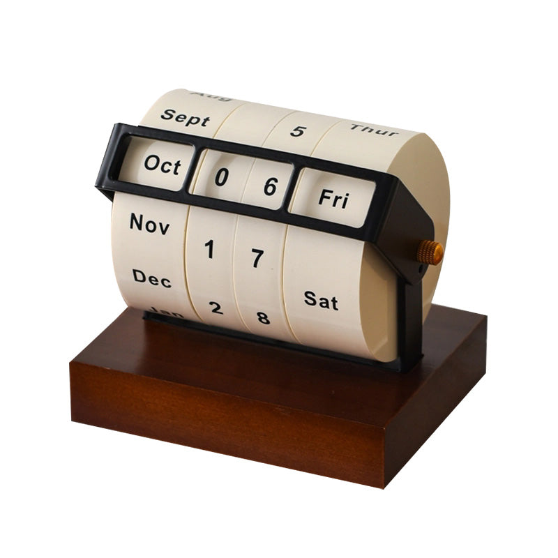 Rotary Wooden Countdown Desktop Perpetual Calendar