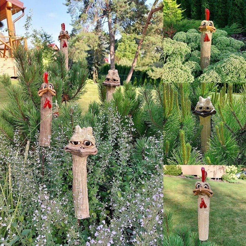 Funny Hidden Chickens Garden Decoration