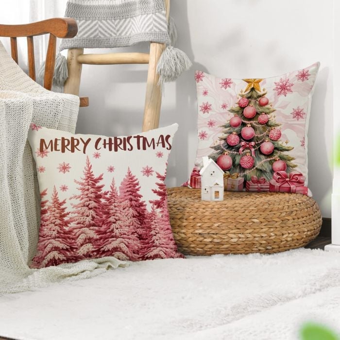 New Pink Christmas Pillow Covers-New Christmas Home Products