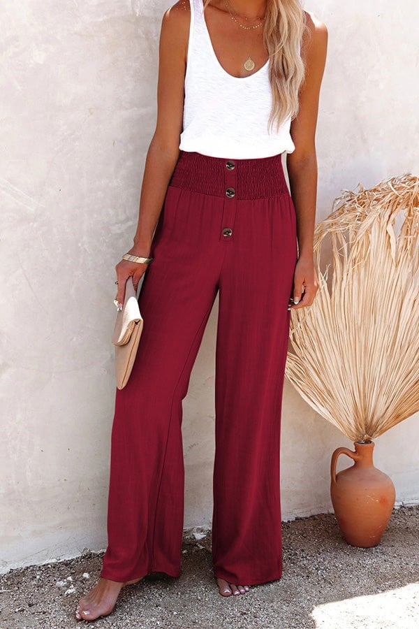 Hot Sale🔥Linen Blend High Rise Smocked Pants