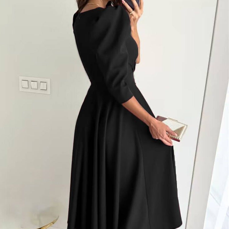 💐 Women's V-Neck Pleated Waist-slimming Midi Dress