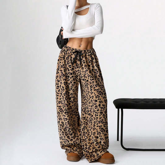 Leopard Print Wide Leg Pant