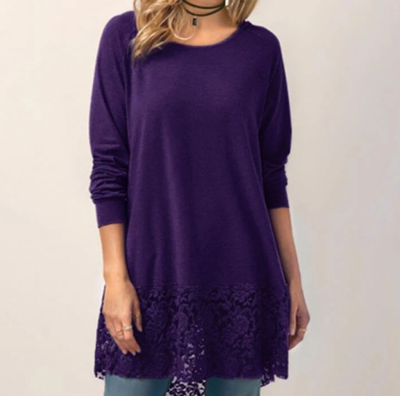 🔥HOT SALE-Autumn-Style Lace Hooded T-Shirt with Long Sleeves in Plus Size