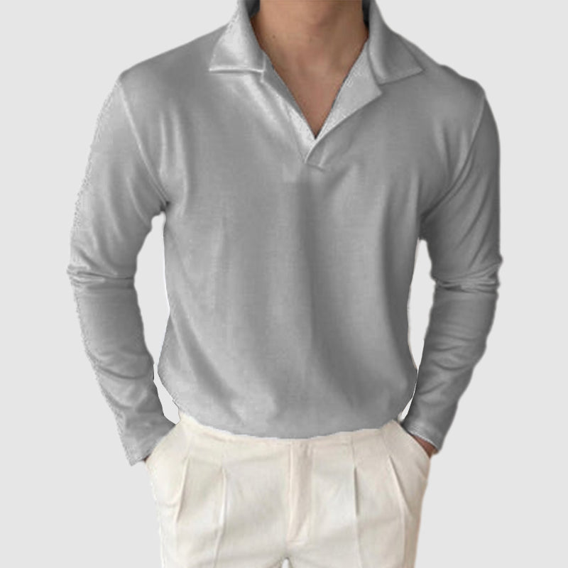 Men's V-neck small gingham top
