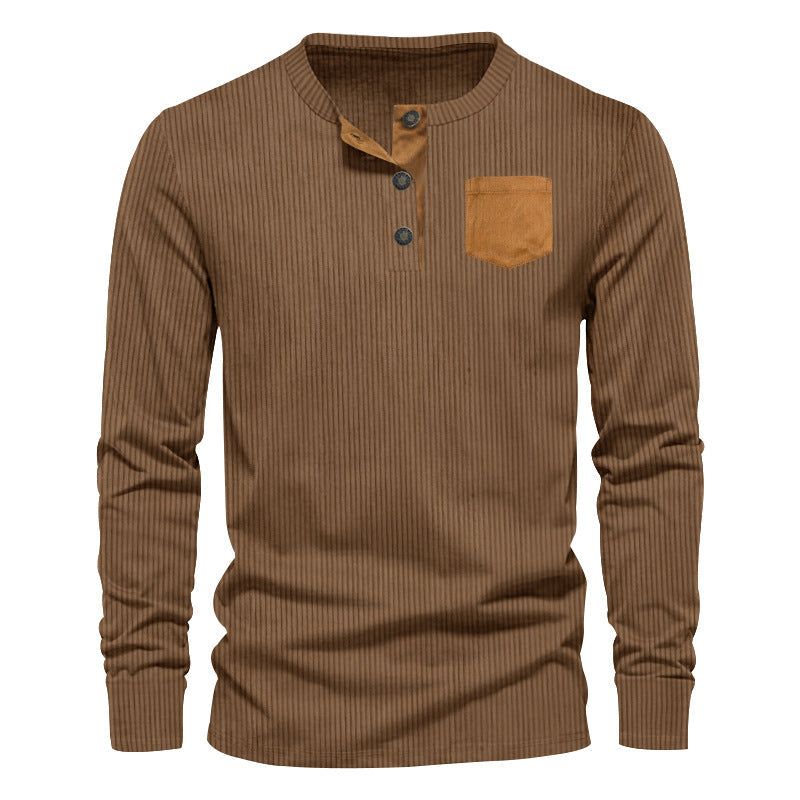Men's Corduroy Henley Long Sleeve T-Shirt