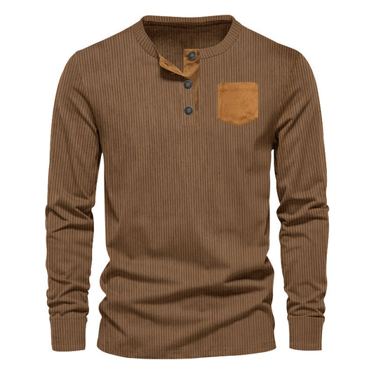 Men's Corduroy Henley Long Sleeve T-Shirt