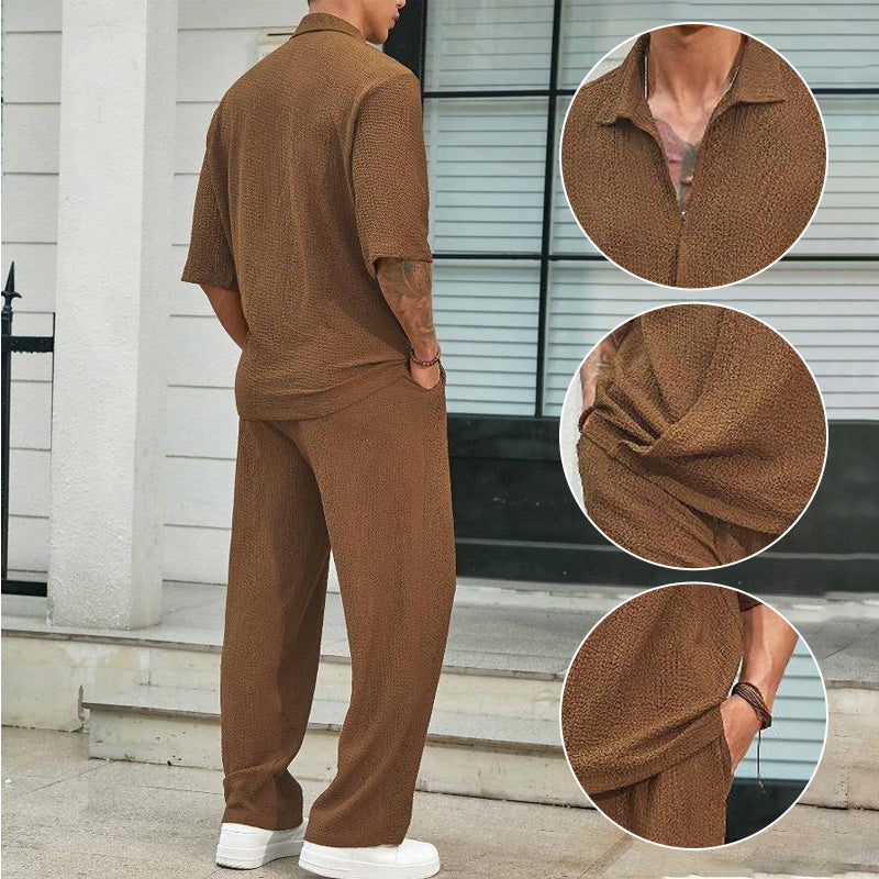 💖Men's 2 Pieces Short Sleeve V-Neck Top & Pants Sets