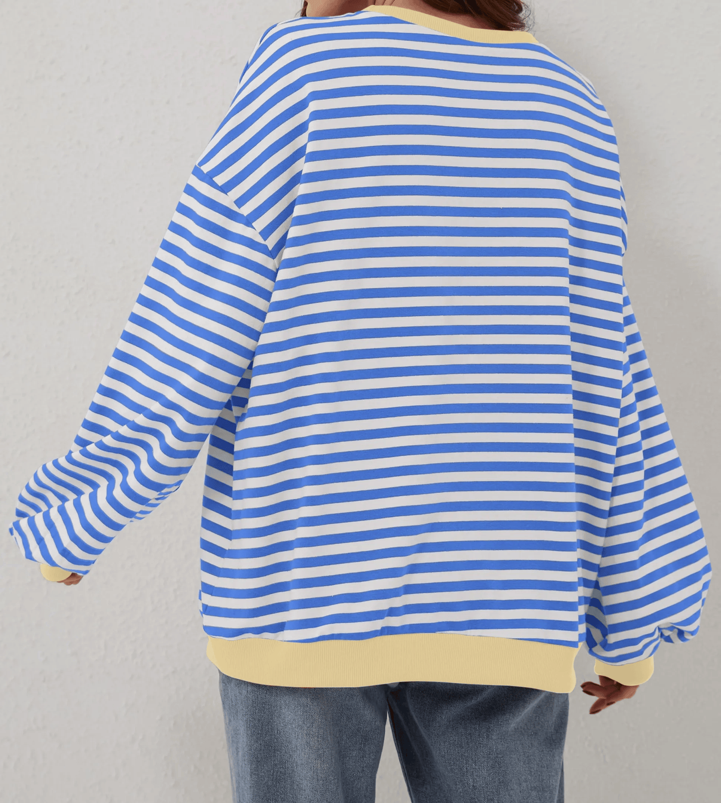 WOMEN'S OVERSIZED STRIPED LONG SLEEVE PULLOVER