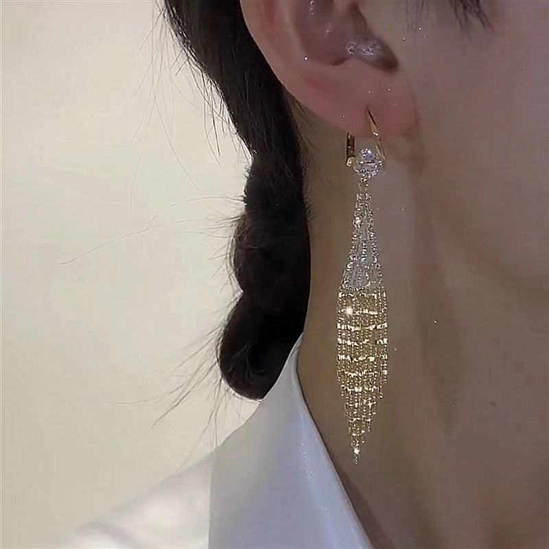 Rhinestone Tassel Earrings