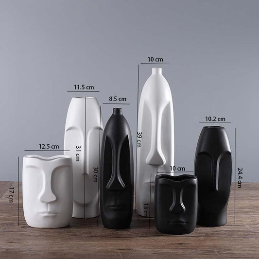 Abstract Black and White Face Vase