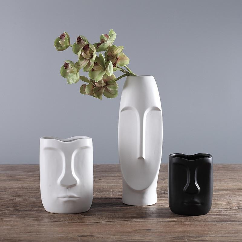 Abstract Black and White Face Vase