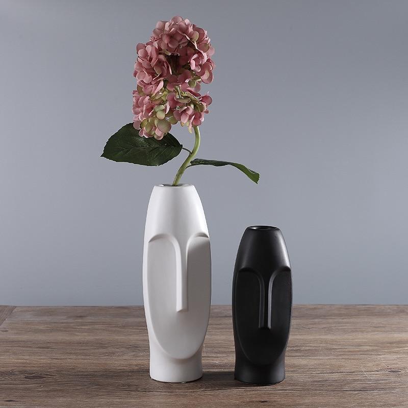 Abstract Black and White Face Vase