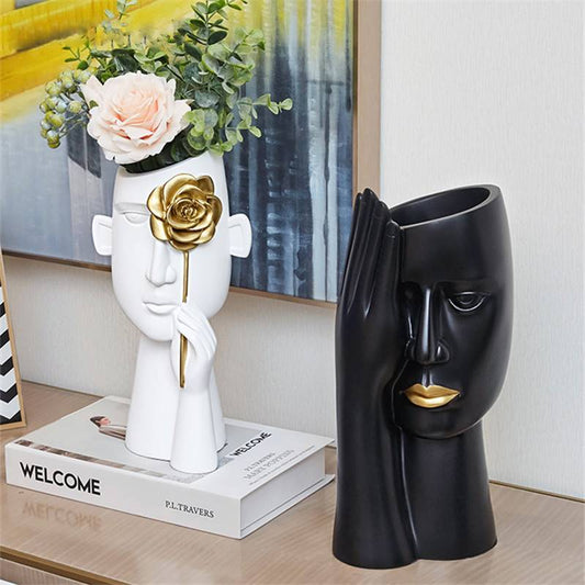 Abstract Covered Face Vase