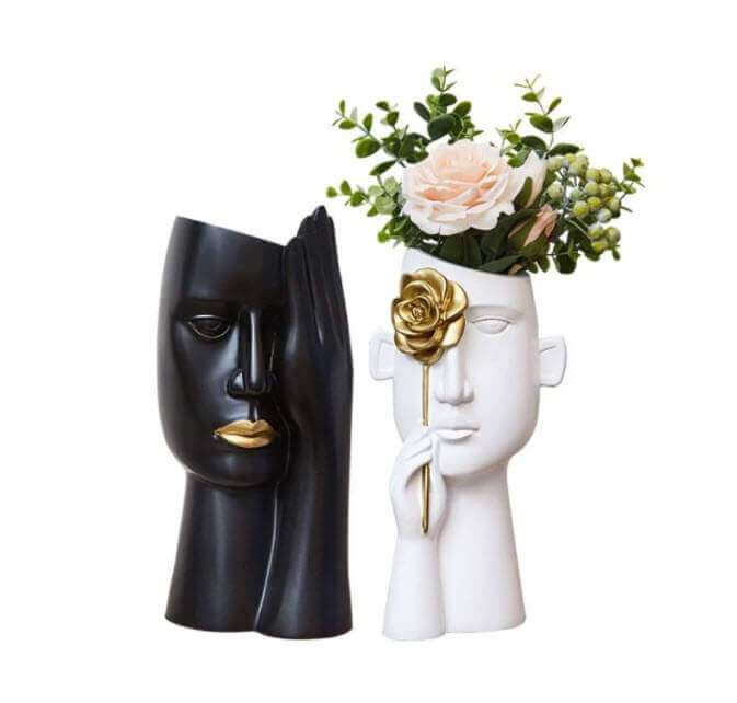 Abstract Covered Face Vase