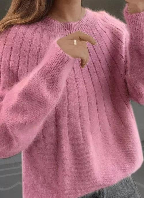 🔥Cashmere Solid Color Fluffy Knitting Sweater