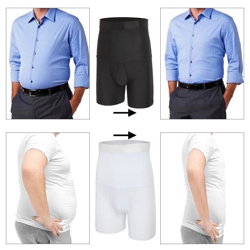 Men's Silicone Non-Slip High Waist Shapewear Boxer Briefs