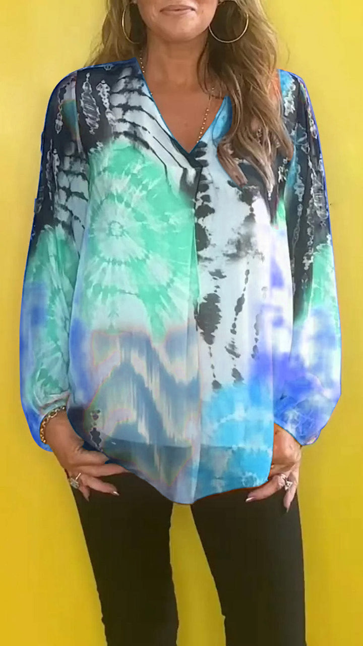 🔥Casual V-neck Tie-dye Top