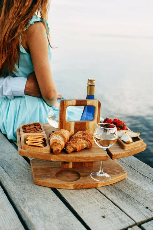 🍷PORTABLE WOODEN OUTDOOR PICNIC WINE TABLE🍷