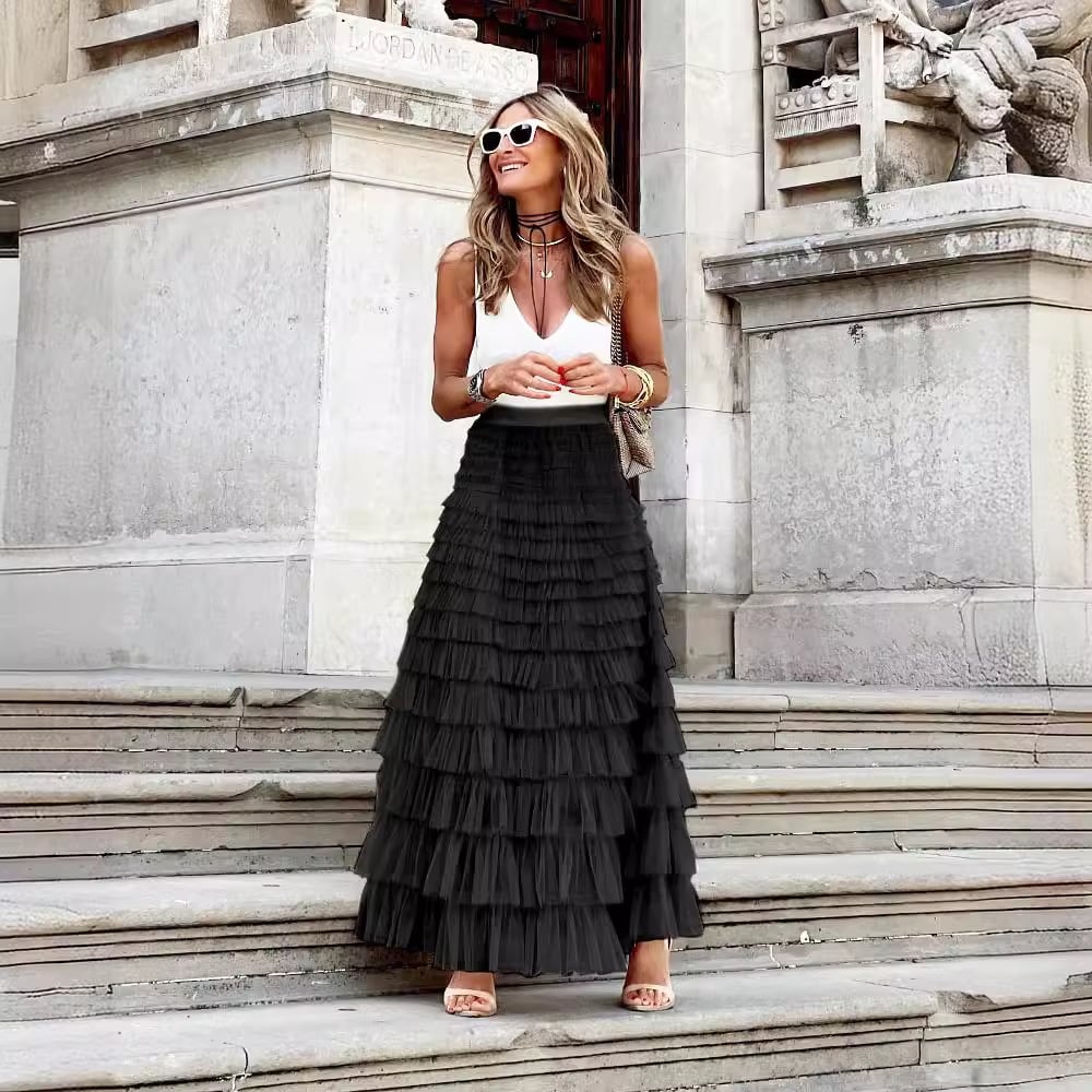 Women's Multi-Layered Tulle Midi Skirt