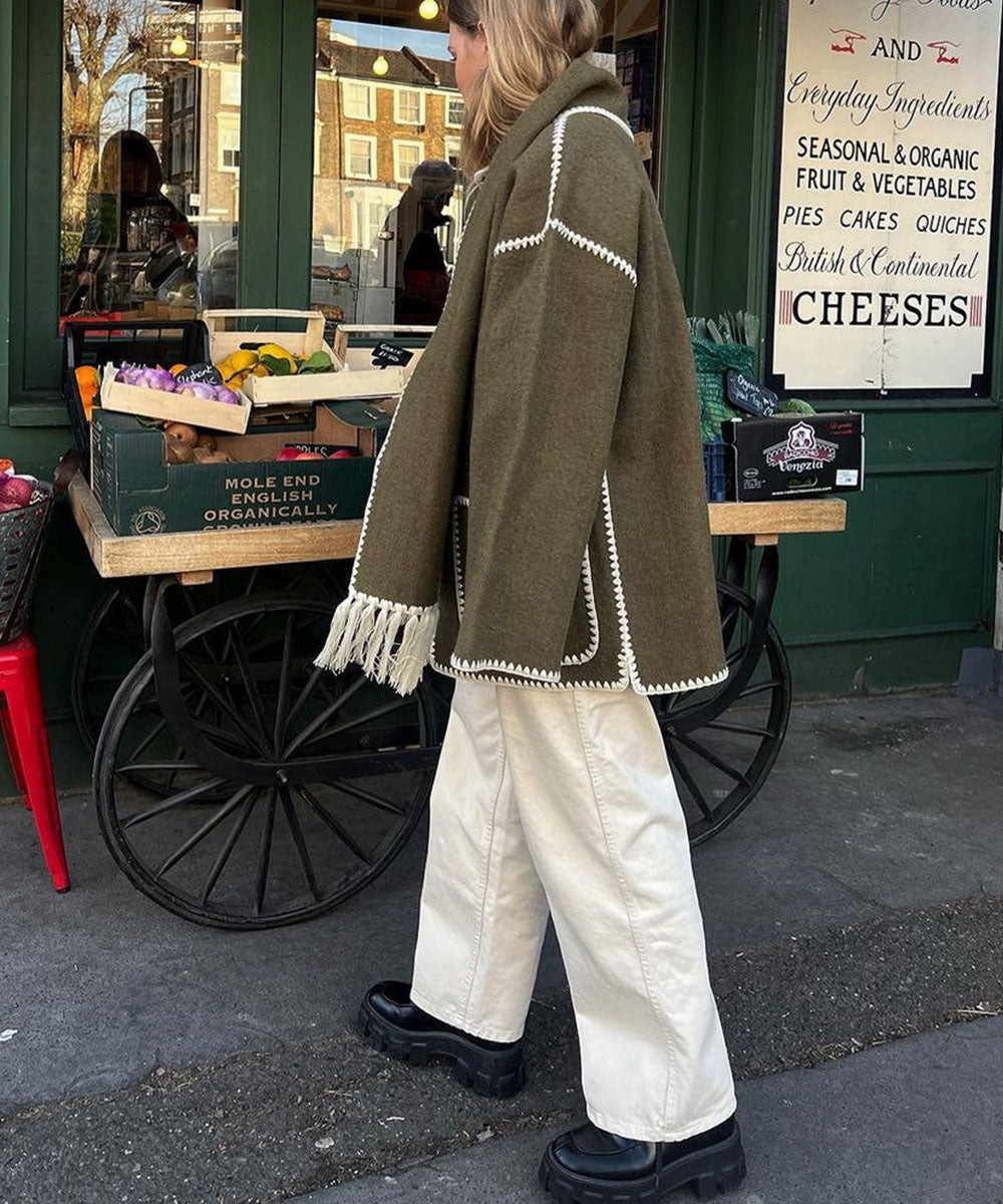 Hepburn Style Woolen Cape Coat