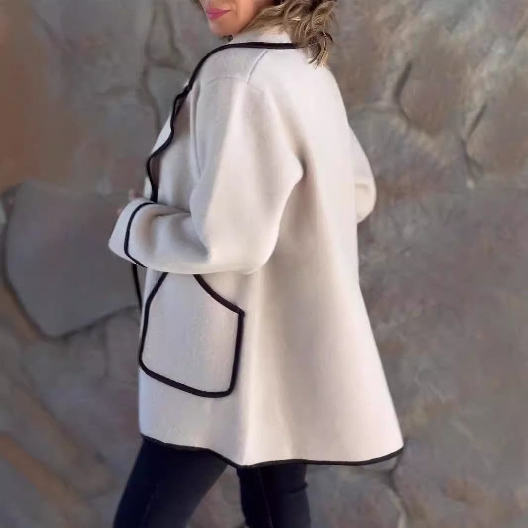 Temperament Suit Collar Double-Sided Wool Jacket