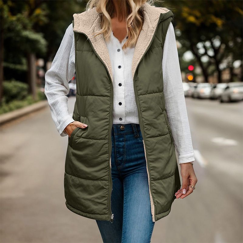 💝Great Gift! Women's Reversible Vest Sleeveless Faux Wool Jacket