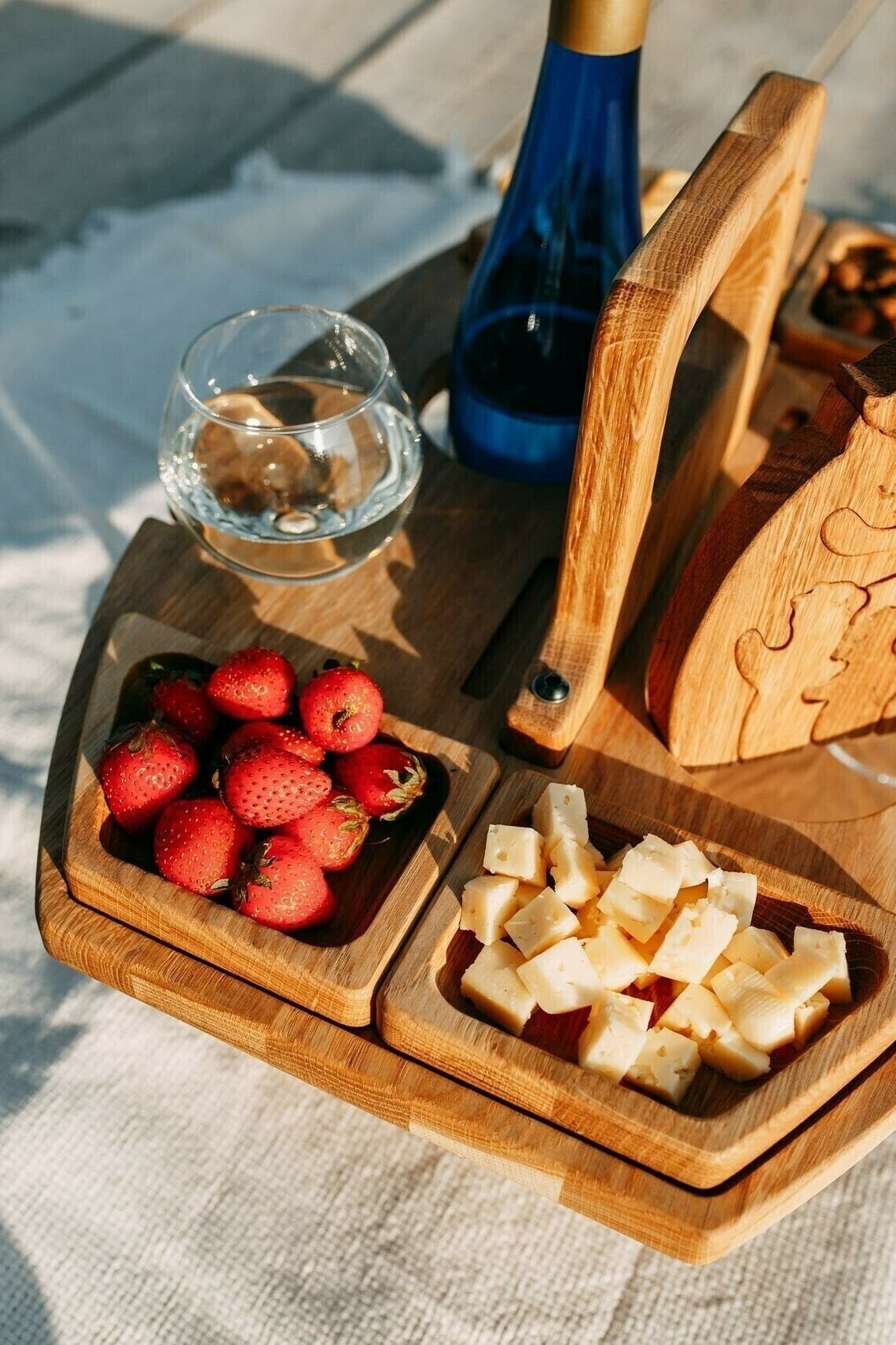 🍷PORTABLE WOODEN OUTDOOR PICNIC WINE TABLE🍷