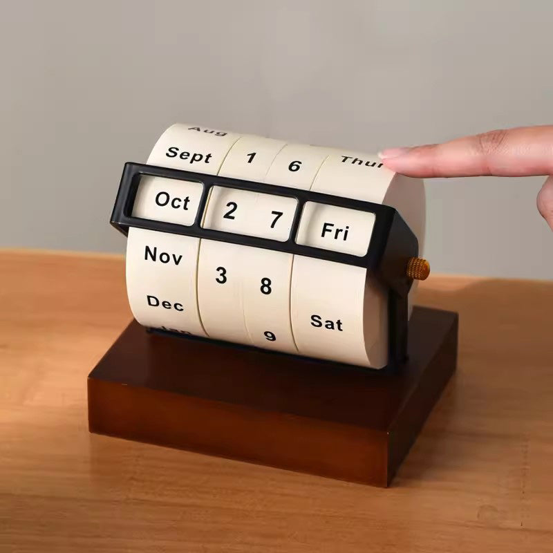 Rotary Wooden Countdown Desktop Perpetual Calendar