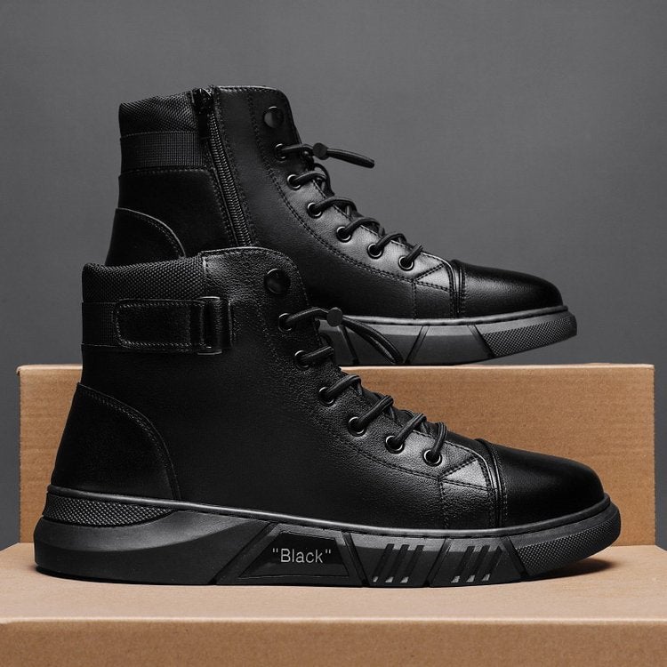 🎁 Christmas Hot Sale🎁Men's Black Casual Versatile Genuine Leather Ankle Boots