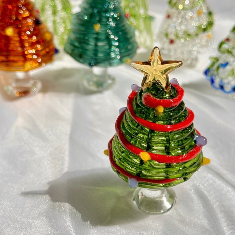 🔥 🎁Handmade Glass Christmas Tree Statue