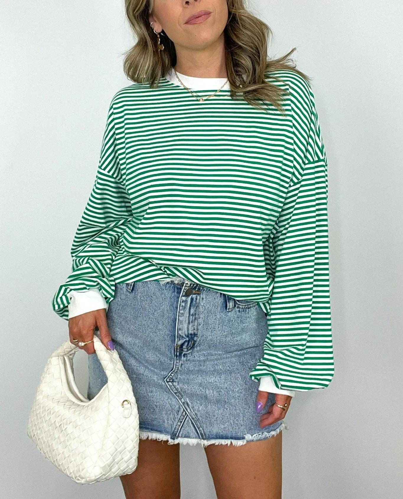 🌈Women's Casual Striped Crewneck Oversized Pullover