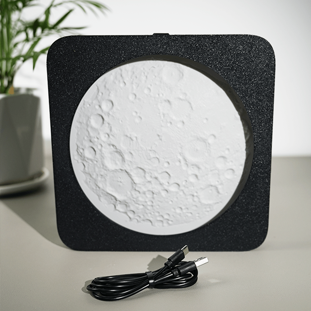 🌕 3D Printed Moon Lamp with Smart Touch and Stepless Dimming Night Light
