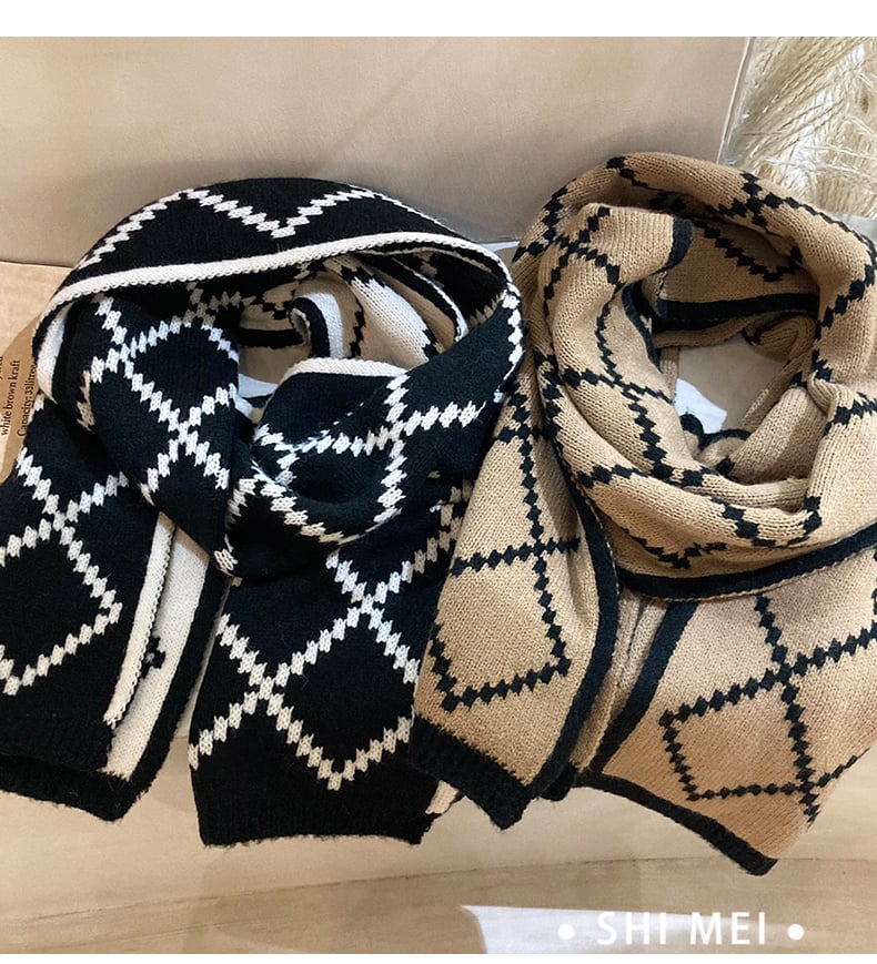 🔥Black White Diamond Shape Scarf Shawl