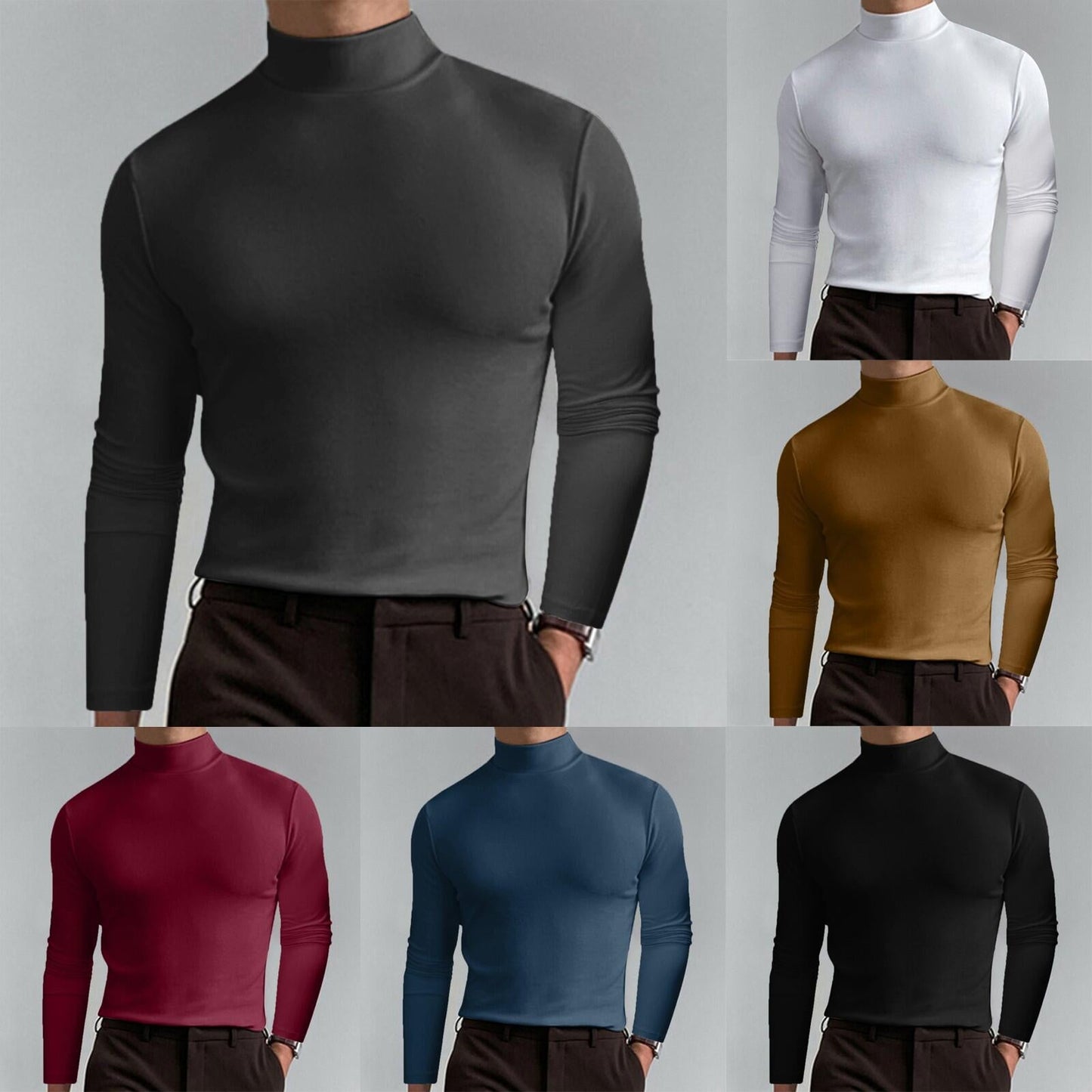 💝Mens High Neck Slim Fit Long Sleeve T-shirt