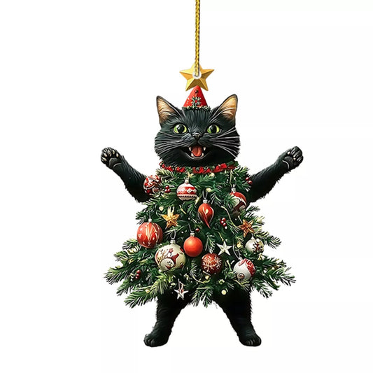 Funny Black and White Cats Christmas Ornament