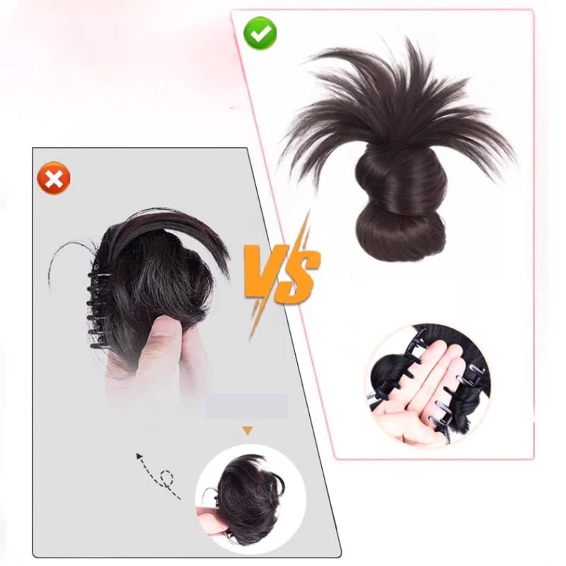 🎉Clip-on Feathered Bun Wig