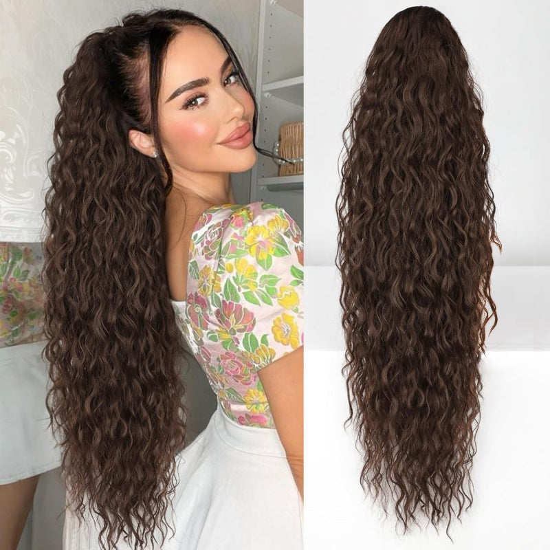 💜Curly Wavy Frizzy Hair Extension with Ponytail🔥