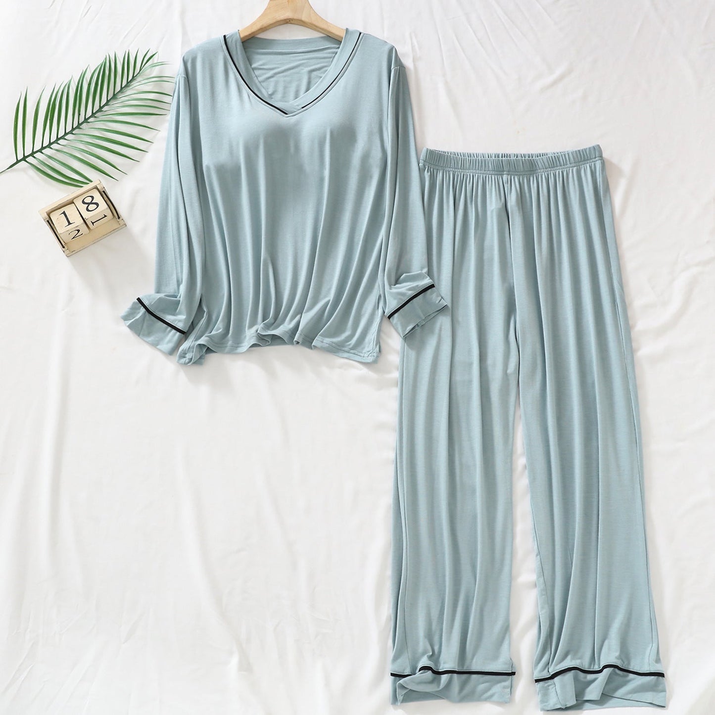 🎁Padded 2 Pieces Long Sleeve Cozy Modal Loungewear with Pants for Women