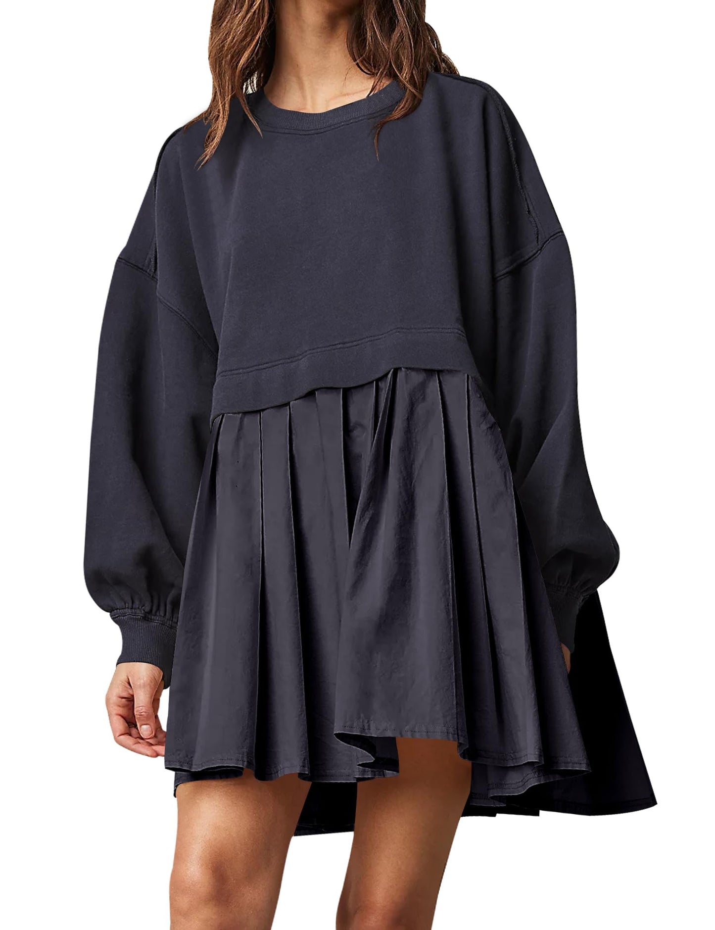 ⏰Womens Oversized Sweatshirt Dress Crewneck Mini Dress