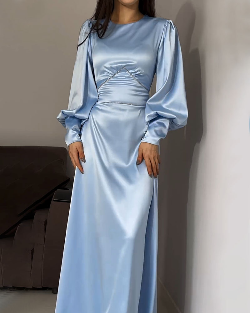 💖Women's Elegant waisted pleated cuff dress