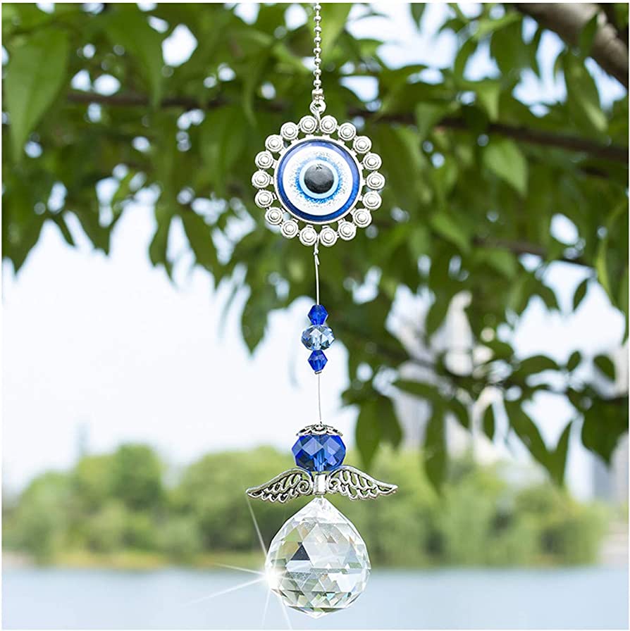 Blue Evil Eye Crystal Suncatcher Wind Chime