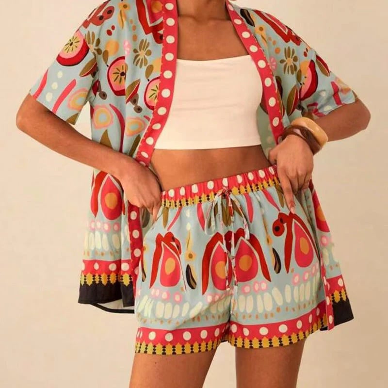 Women's Casual Bohemian Print Two Piece Set