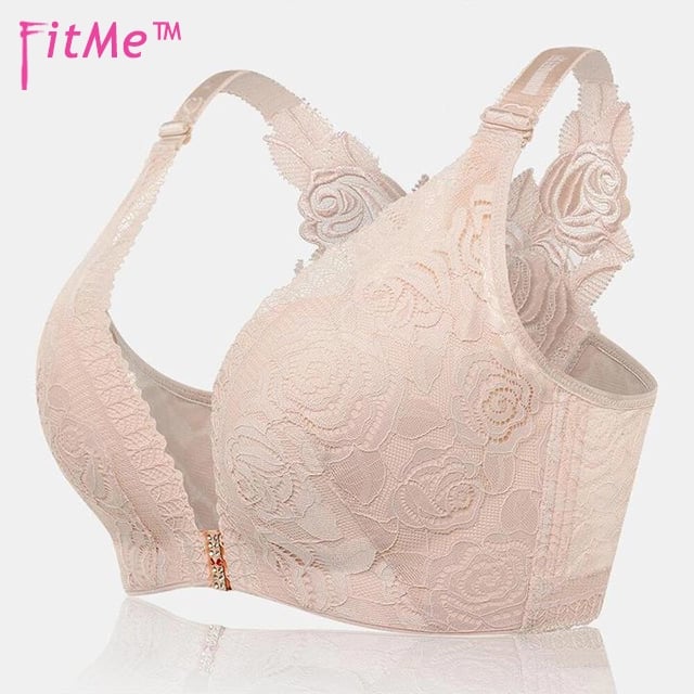 Rose Embroidery Front Closure Wirefree Bra