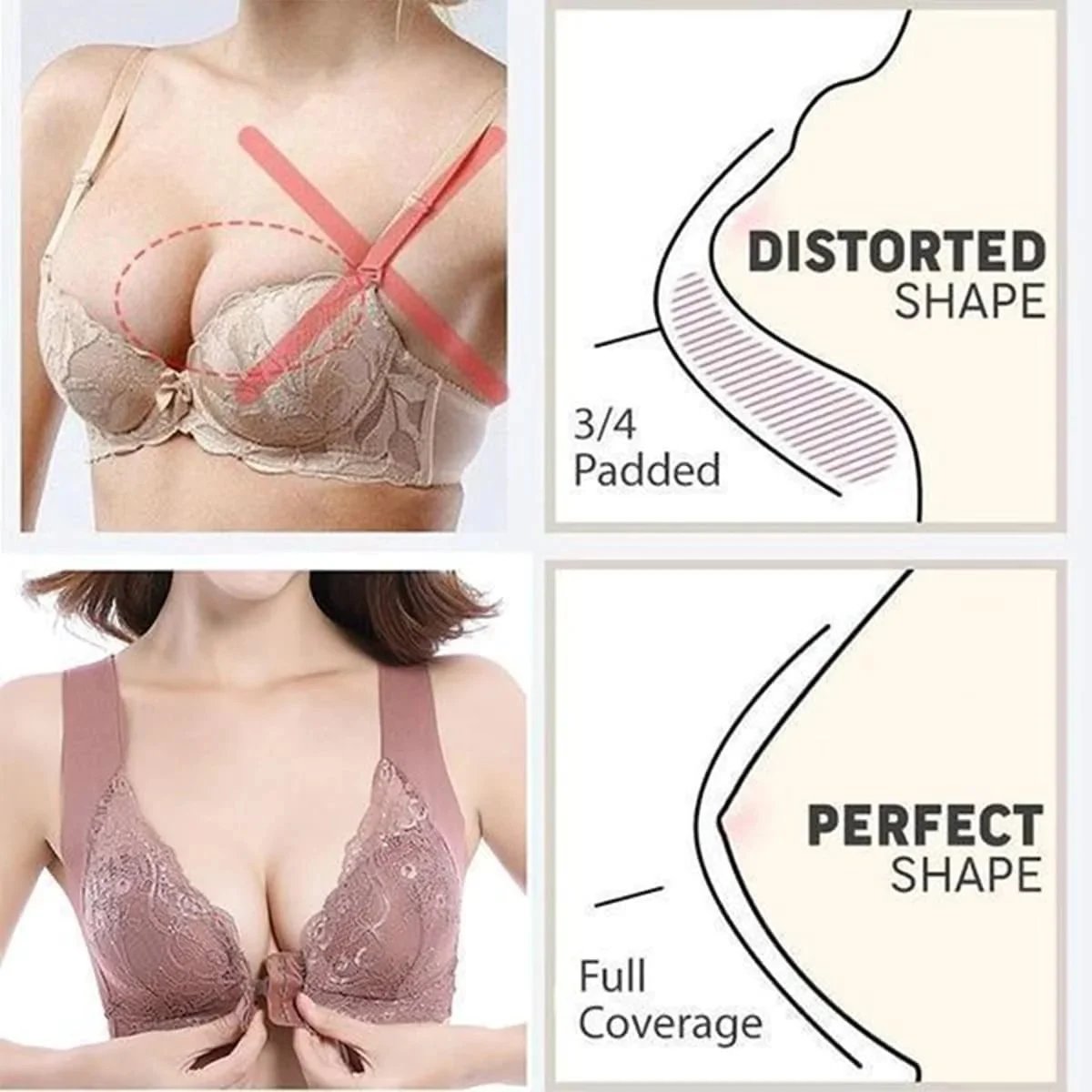 🔥Front Closure 5D Shaping Push Up Bra