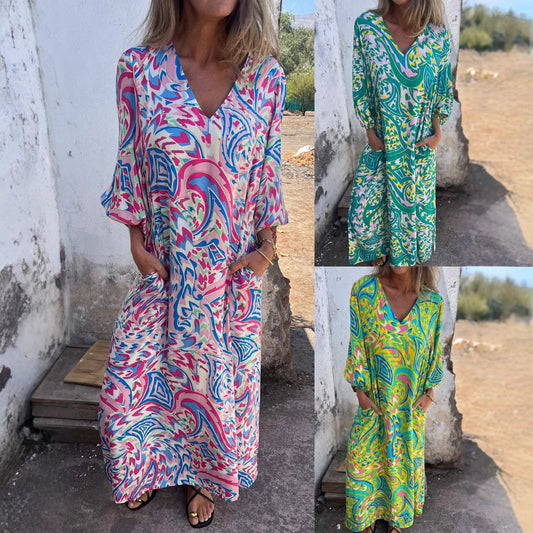 🌸[S-3XL]Spring/Summer V-Print Dress