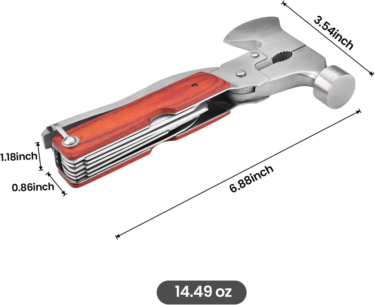 16in-1 Portable Multi-Functional Claw Hammer Tool For Vehicle Household Hiking