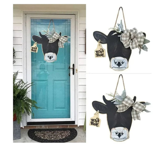 🔥Farmhouse Cow Head Welcome Wreath