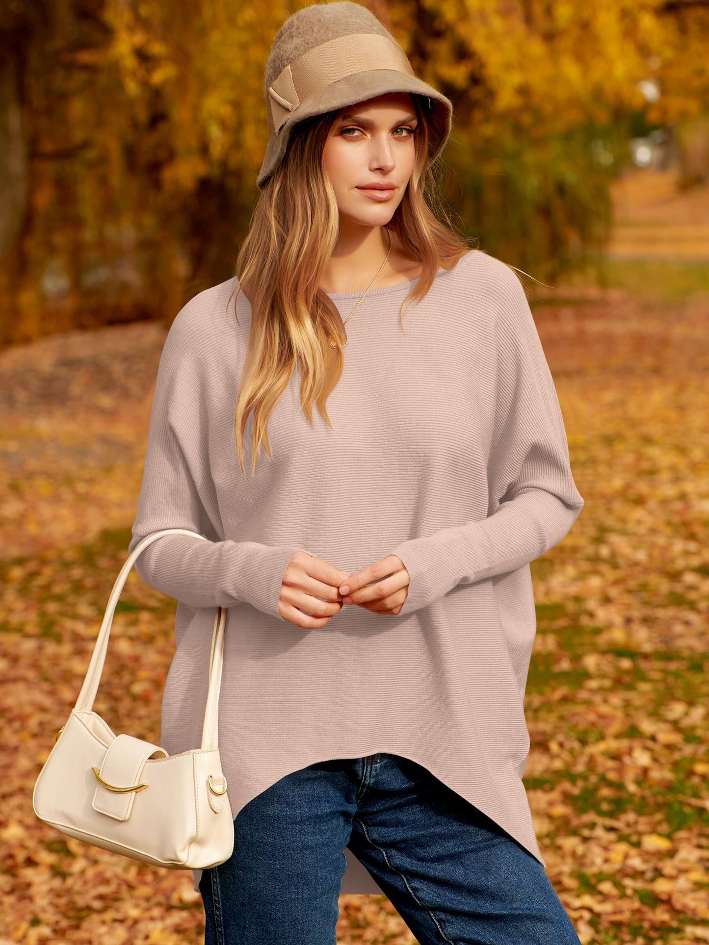 women's Irregular Oversized Dolman Sleeve Knitted Pullover